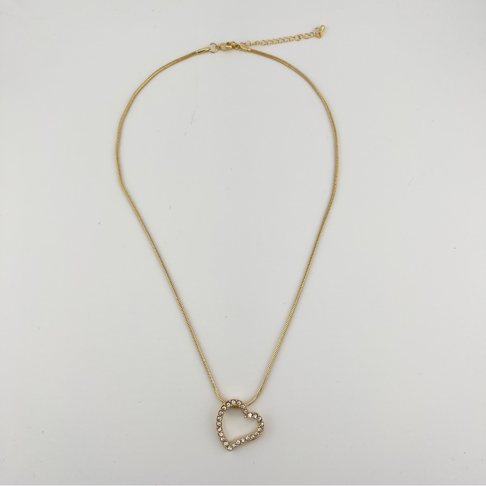 Swarovski Crystal Open Heart Gold Necklace - Picture 4 of 8